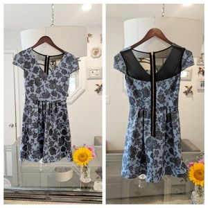 B Darlin Light Blue with black Floral Dress